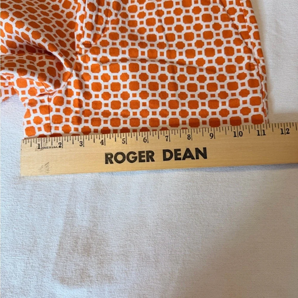 Banana Republic Ryan Fit Orange White Geometric Shorts Size 4 Cotton Stretch